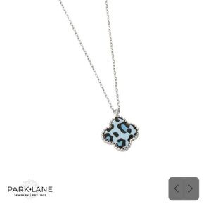 Park Lane Icon Lana Blue Leopard Cheetah Animal Print Silver Necklace NWT